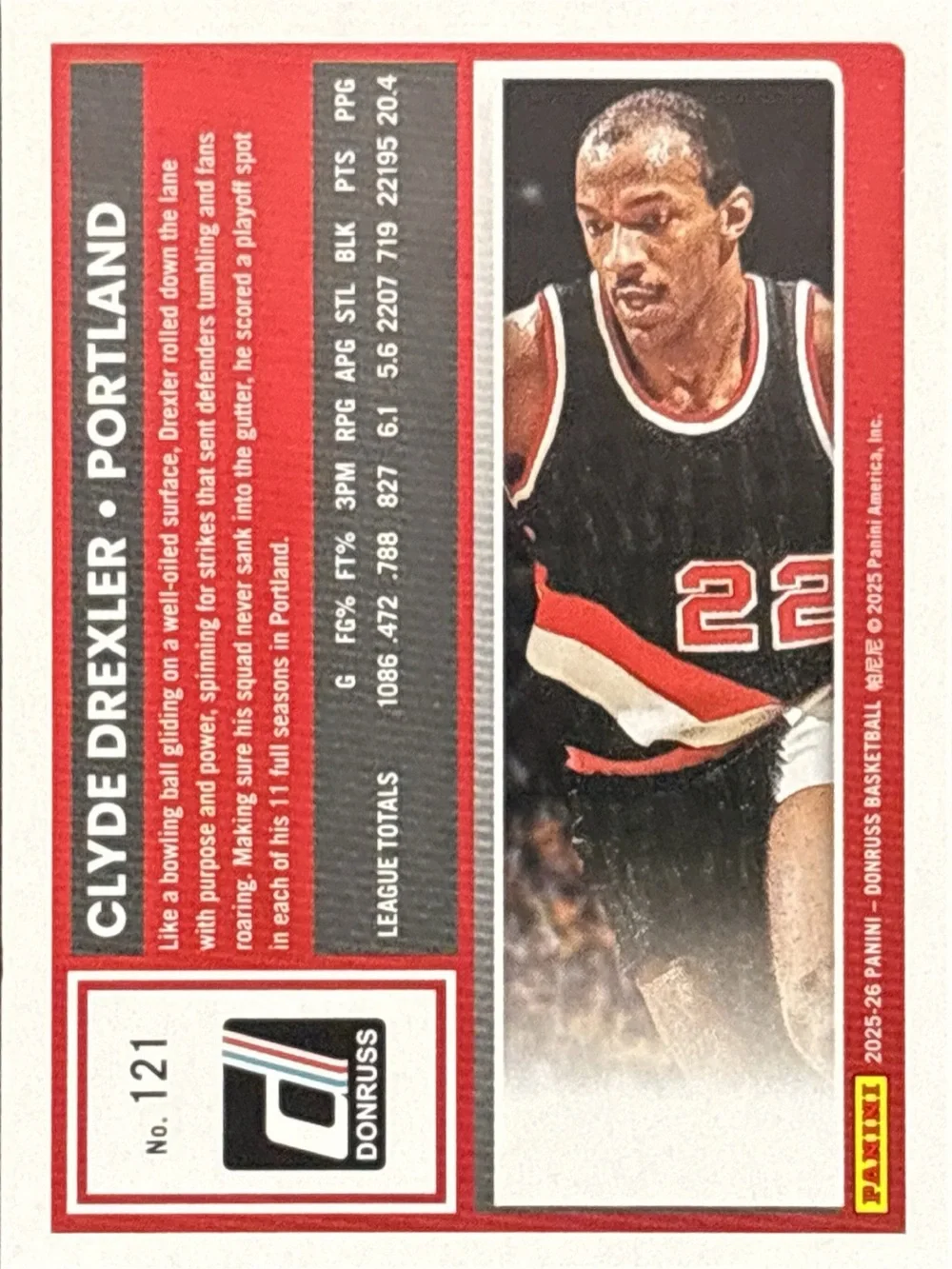 Panini Donruss Clyde Drexler Basketball Card - Green Laser Prizm